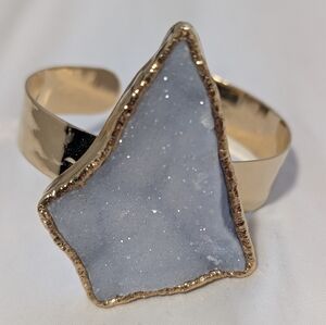 Blue Druzy Gold Cuff Bracelet